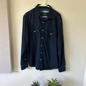 Navy denim button up shirt